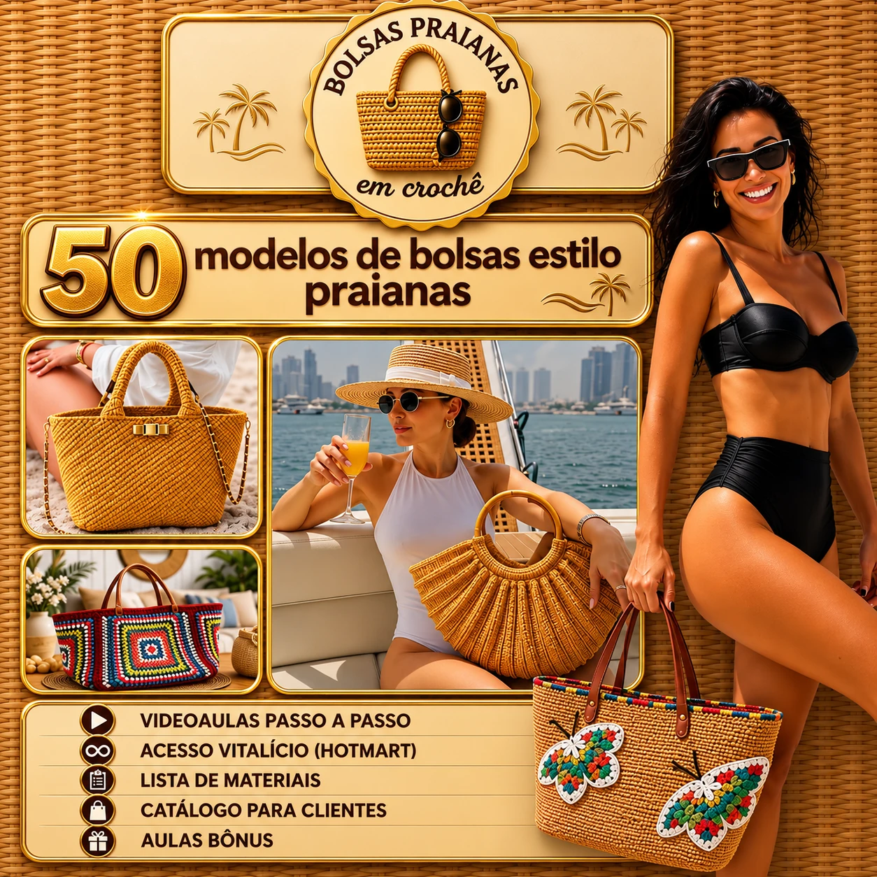 Capa do Curso Bolsas Praianas em Crochê