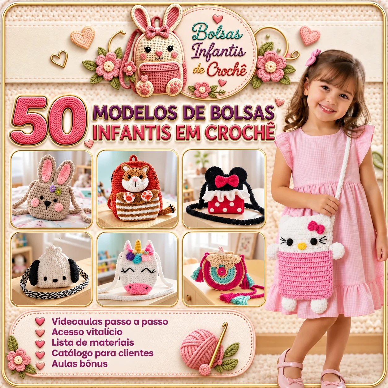 Capa do Bolsas Infantis de Crochê
