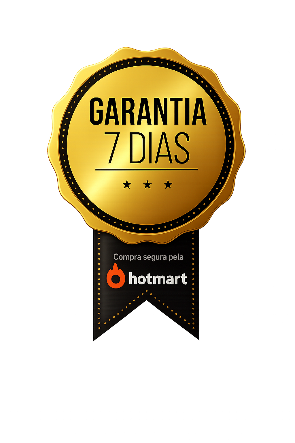 Selo de garantia de 7 dias da Hotmart. Compra segura: se sentir que o curso não é pra você, é só pedir o reembolso.